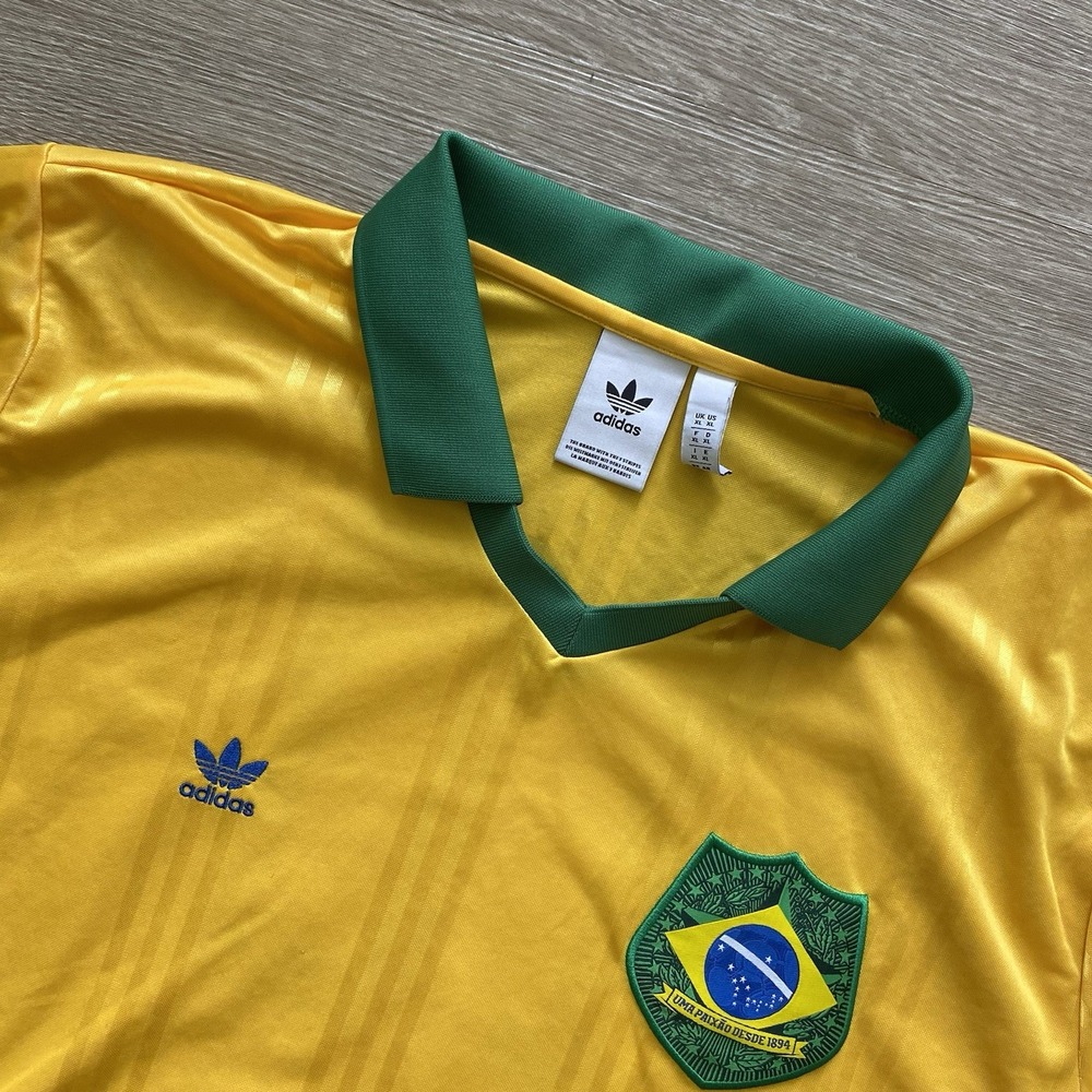 Adidas Brazil Retro Home Football Jersey Men's XL Yellow Soccer #10 World Cup